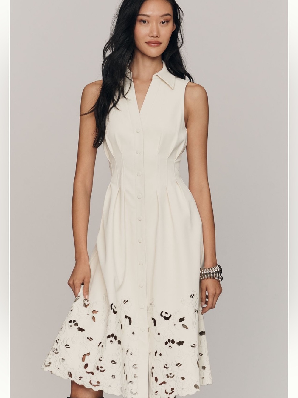 En Saison Alitzel Sleeveless Cream Eyelet Dress M